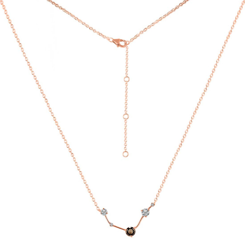 Aries Zodiac Star Constellation Smoky & White Topaz Necklace SMY-RDN-488.