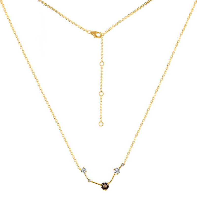 Aries Zodiac Star Constellation Smoky & White Topaz Necklace SMY-RDN-488.