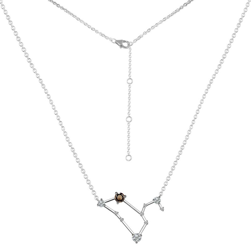 Leo Zodiac Star Constellation Smoky & White Topaz Necklace