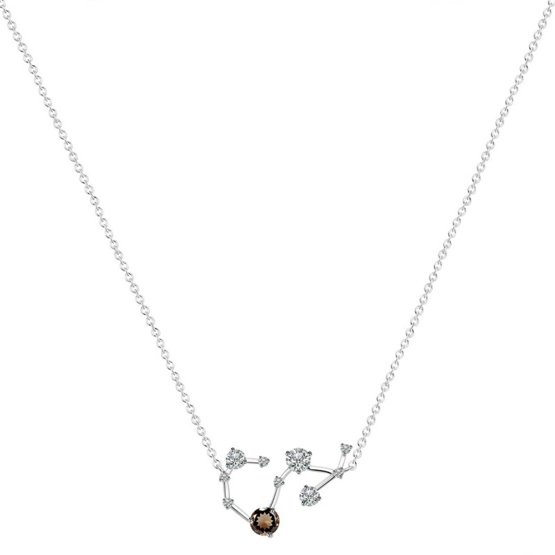 Scorpio Zodiac Star Constellation Smoky & White Topaz Necklace SMY-RDN-495.