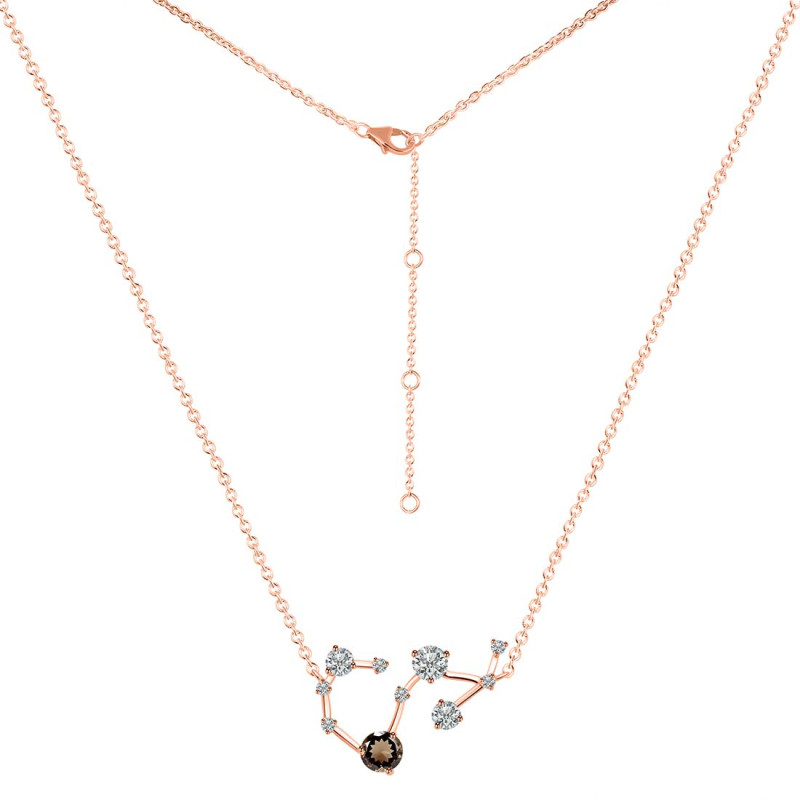 Scorpio Zodiac Star Constellation Smoky & White Topaz Necklace SMY-RDN-495.