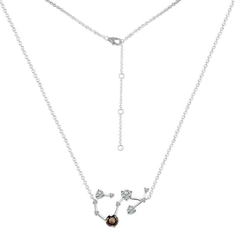 Scorpio Zodiac Star Constellation Smoky & White Topaz Necklace