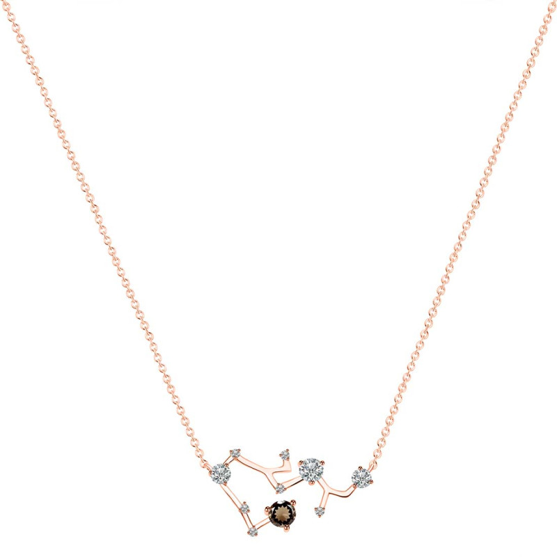 Sagittarius Zodiac Star Constellation Smoky & White Topaz Necklace SMY-RDN-496.