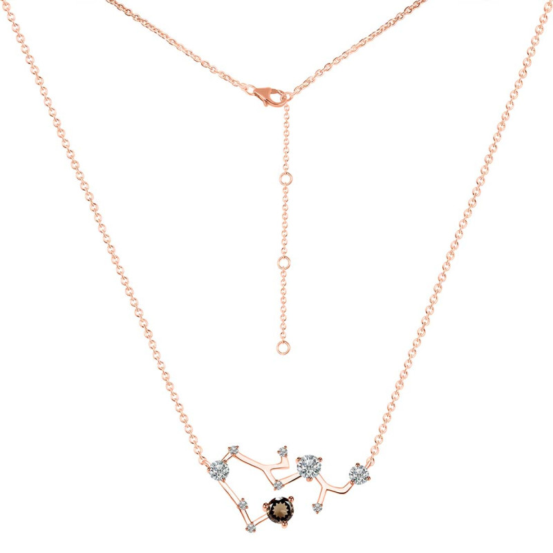 Sagittarius Zodiac Star Constellation Smoky & White Topaz Necklace SMY-RDN-496.
