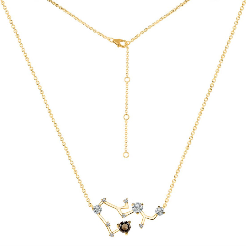 Sagittarius Zodiac Star Constellation Smoky & White Topaz Necklace SMY-RDN-496.
