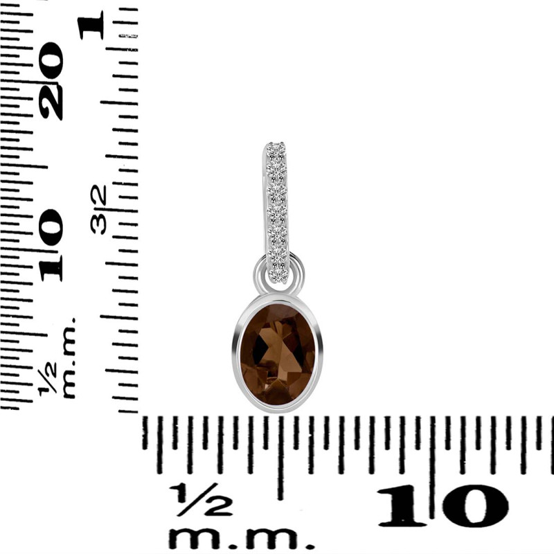 Smoky & White Topaz Pendant SMY-RDP-780-CZ-LOOP.