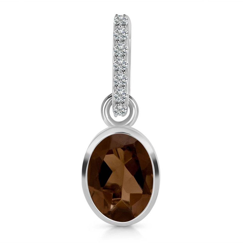 Smoky & White Topaz Pendant SMY-RDP-792-CZ-LOOP.