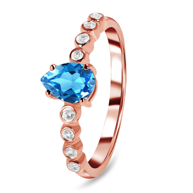 Swiss Blue Topaz & White Topaz Ring SBTZ-RR-419D.