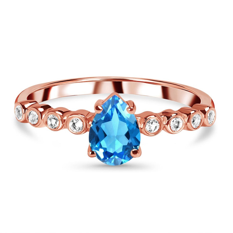 Swiss Blue Topaz & White Topaz Ring SBTZ-RR-419D.