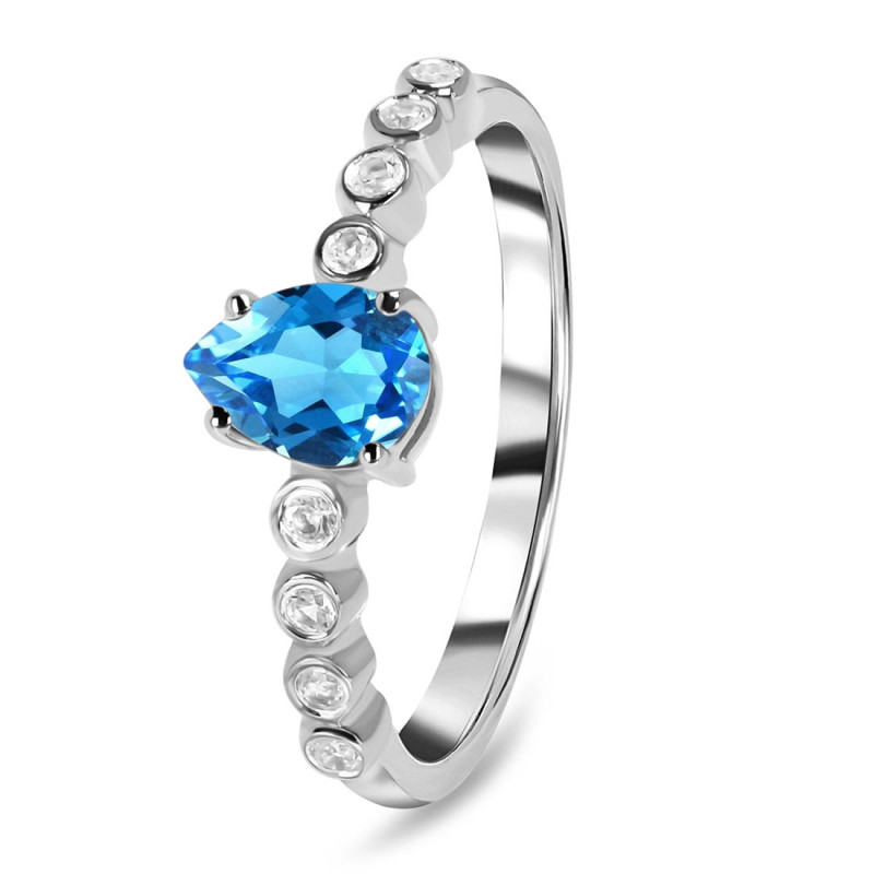 Swiss Blue Topaz & White Topaz Ring