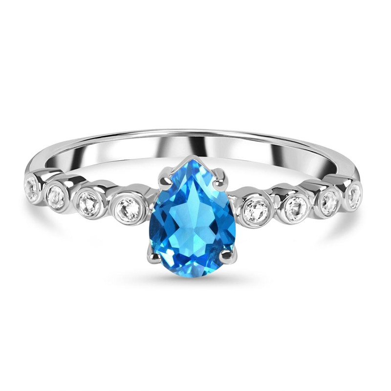 Swiss Blue Topaz & White Topaz Ring SBTZ-RR-419D.