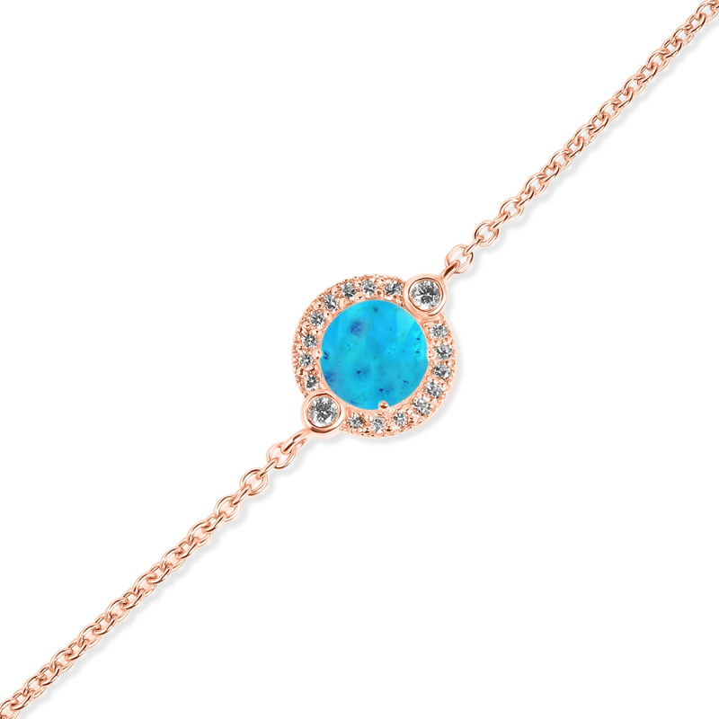 Turquoise & White Topaz Bracelet With Adjustable Camera Lock TRQ-RDB-65.