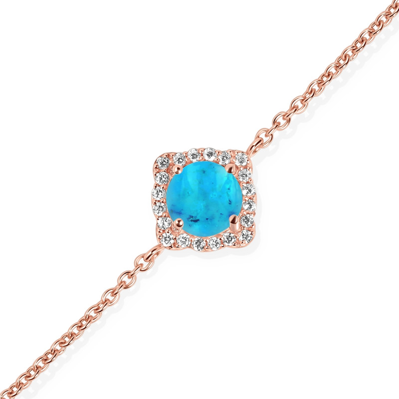 Turquoise & White Topaz Bracelet With Adjustable Camera Lock TRQ-RDB-66.