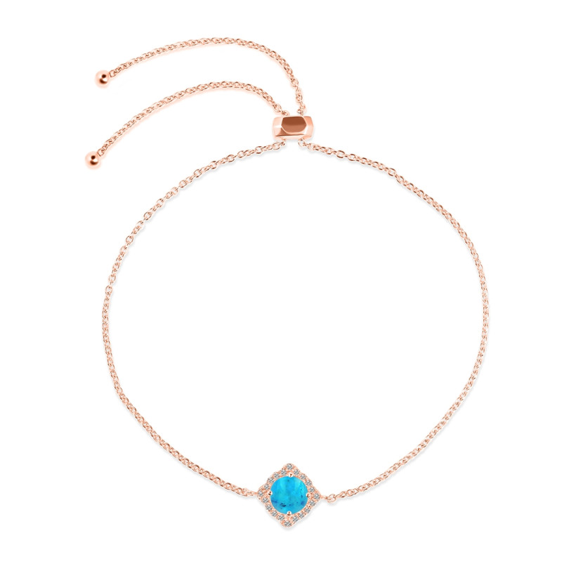Turquoise & White Topaz Bracelet With Adjustable Camera Lock TRQ-RDB-66.