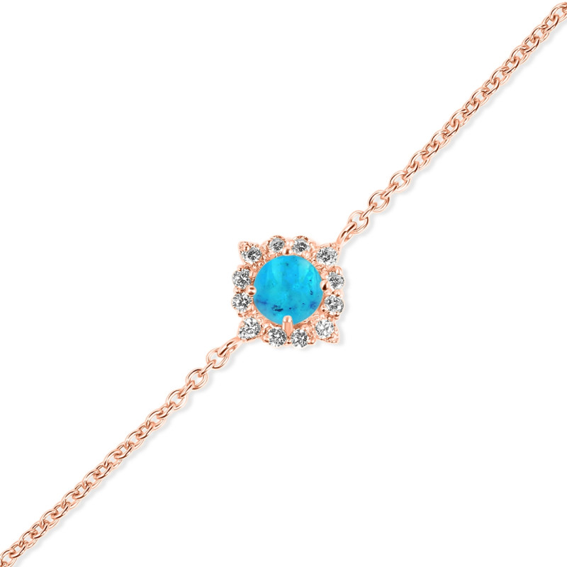Turquoise & White Topaz Bracelet With Adjustable Camera Lock TRQ-RDB-67.