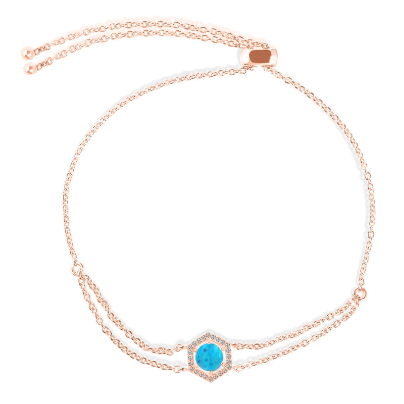 Turquoise & White Topaz Bracelet With Adjustable Camera Lock TRQ-RDB-83.
