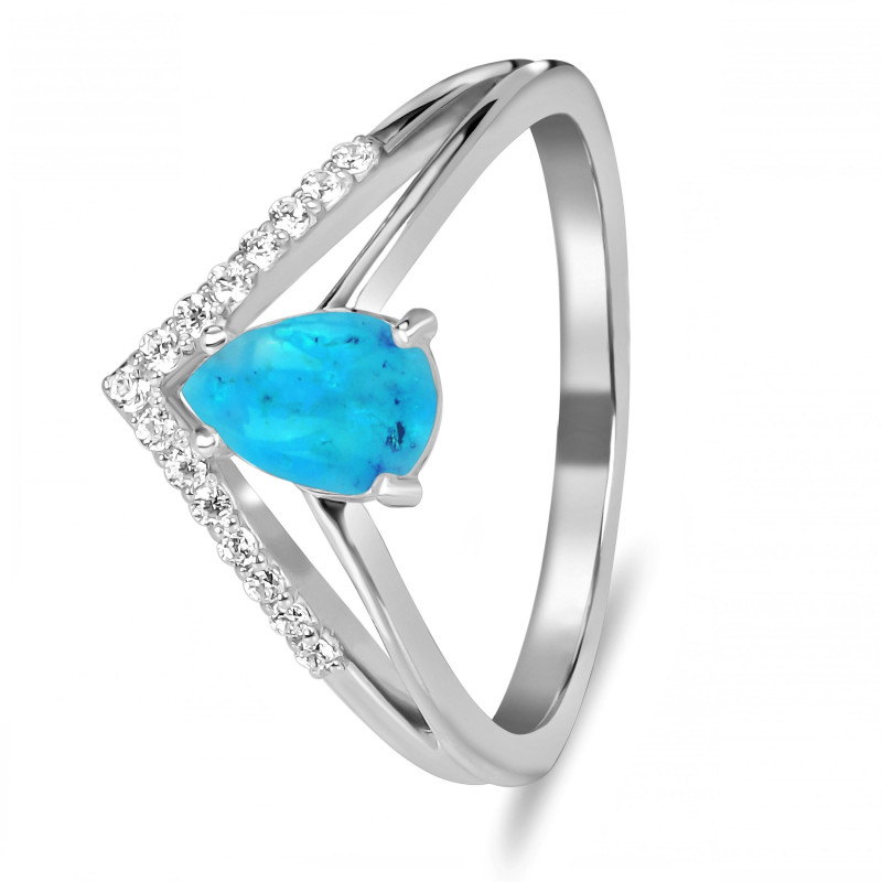 Turquoise & White Topaz Ring