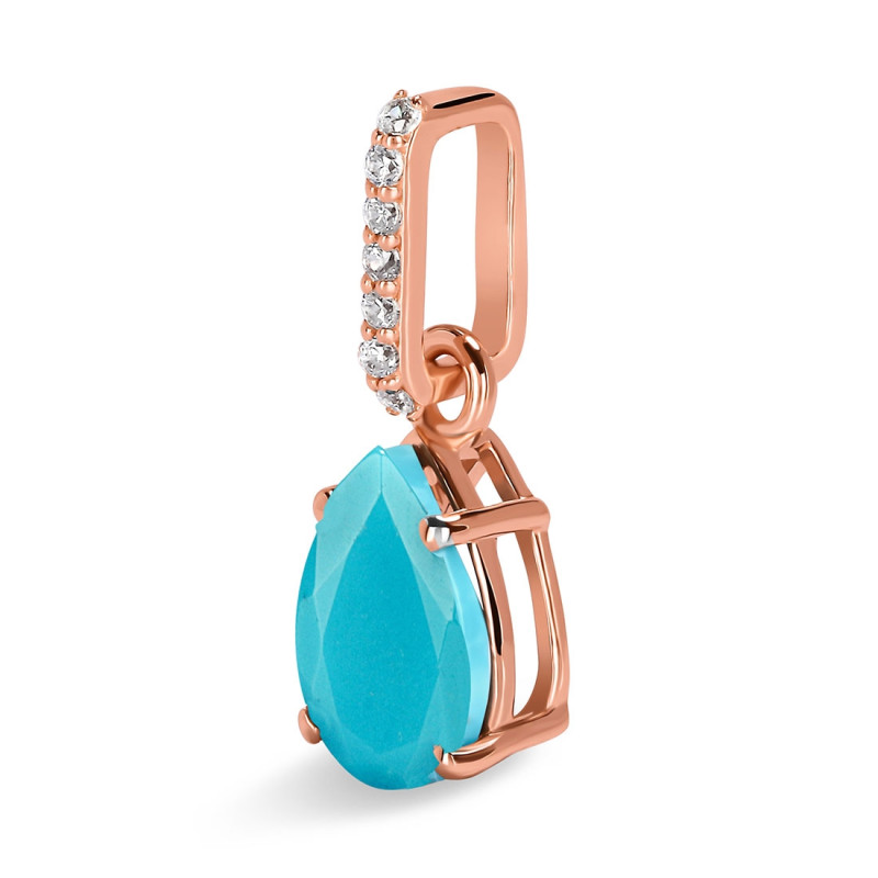 Turquoise & White Topaz Pendant TRQ-RP-76.