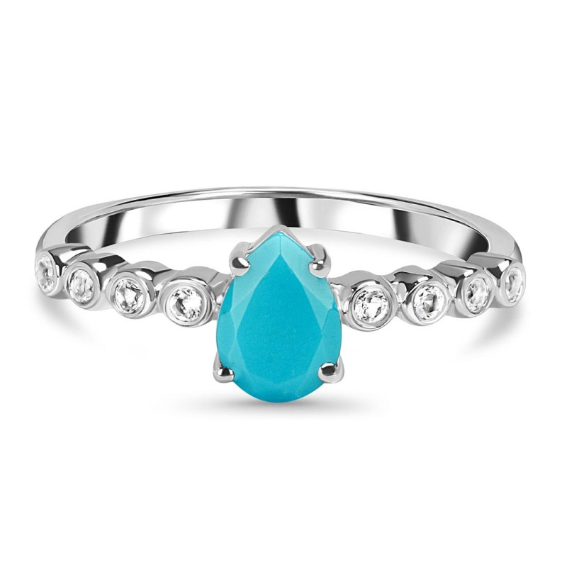 Turquoise & White Topaz Ring TRQ-RR-419D.