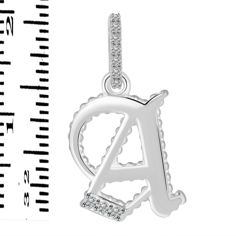 Cubic Zirconia Alphabet A Pendant CUZ-RDA-183.