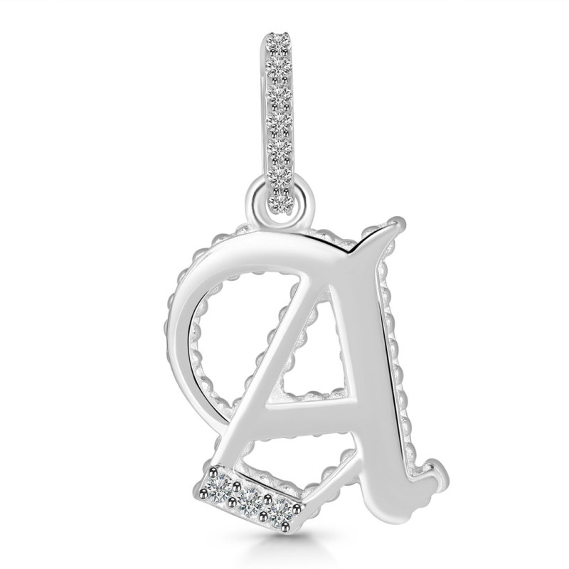 Cubic Zirconia Alphabet A Pendant CUZ-RDA-183.