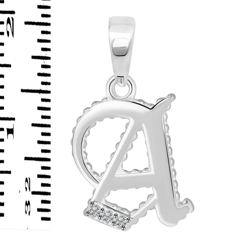Cubic Zirconia Alphabet A Pendant CUZ-RDA-157.