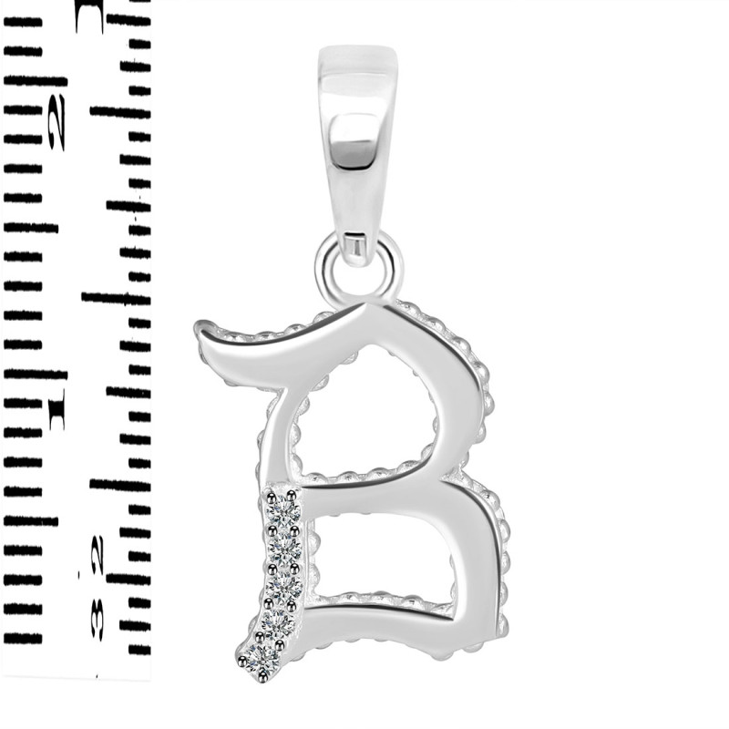 Cubic Zirconia Alphabet B Pendant CUZ-RDA-158.