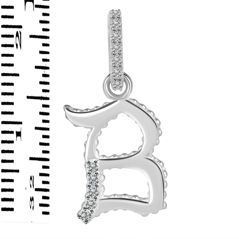 Cubic Zirconia Alphabet B Pendant CUZ-RDA-184.