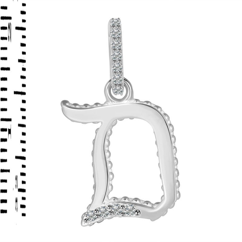 Cubic Zirconia Alphabet D Pendant CUZ-RDA-186.