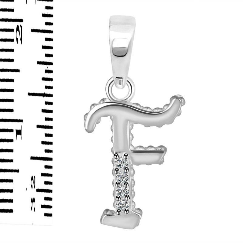 Cubic Zirconia Alphabet F Pendant CUZ-RDA-162.