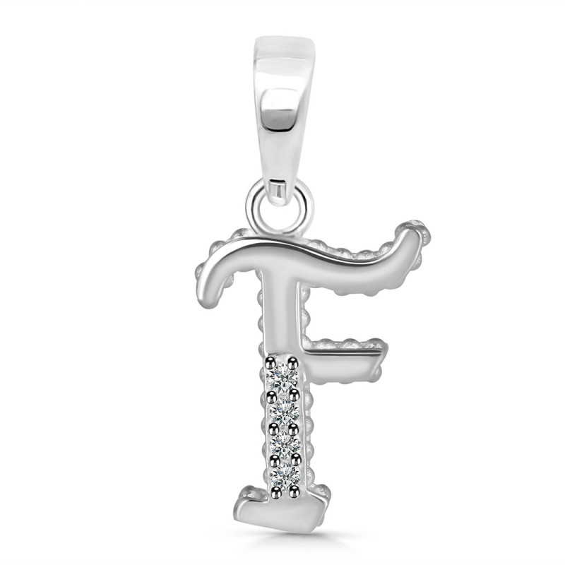 Cubic Zirconia Alphabet F Pendant CUZ-RDA-162.