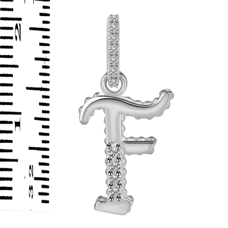 Cubic Zirconia Alphabet F Pendant CUZ-RDA-188.