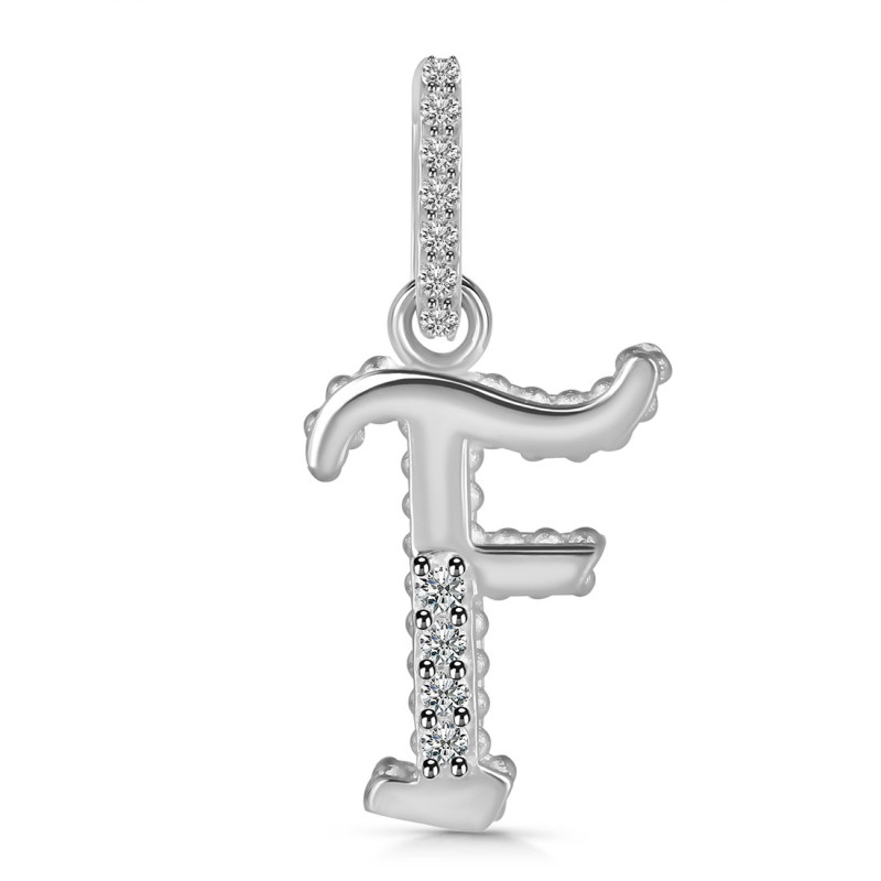 Cubic Zirconia Alphabet F Pendant CUZ-RDA-188.