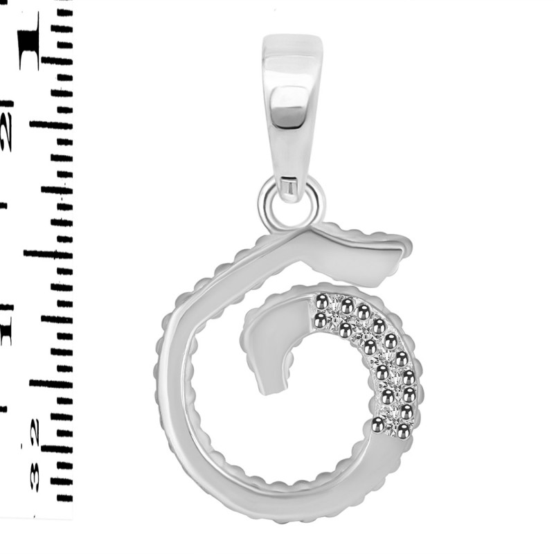Cubic Zirconia Alphabet G Pendant CUZ-RDA-163.