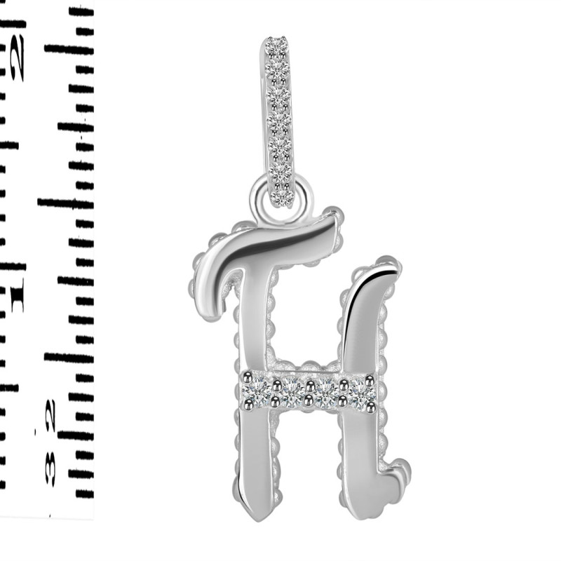 Cubic Zirconia Alphabet H Pendant CUZ-RDA-190.