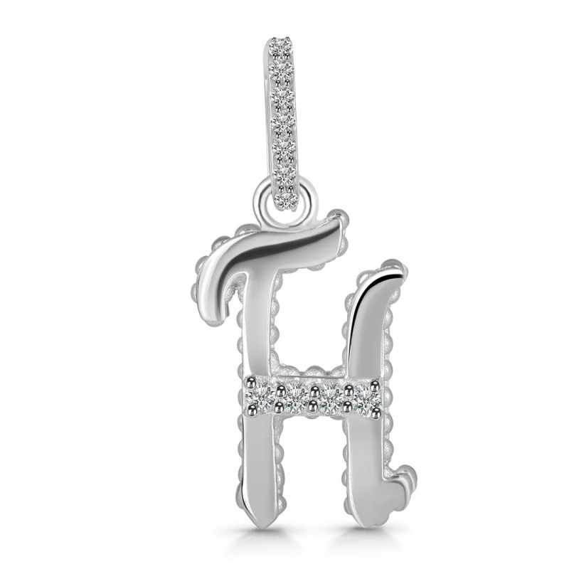 Cubic Zirconia Alphabet H Pendant CUZ-RDA-190.