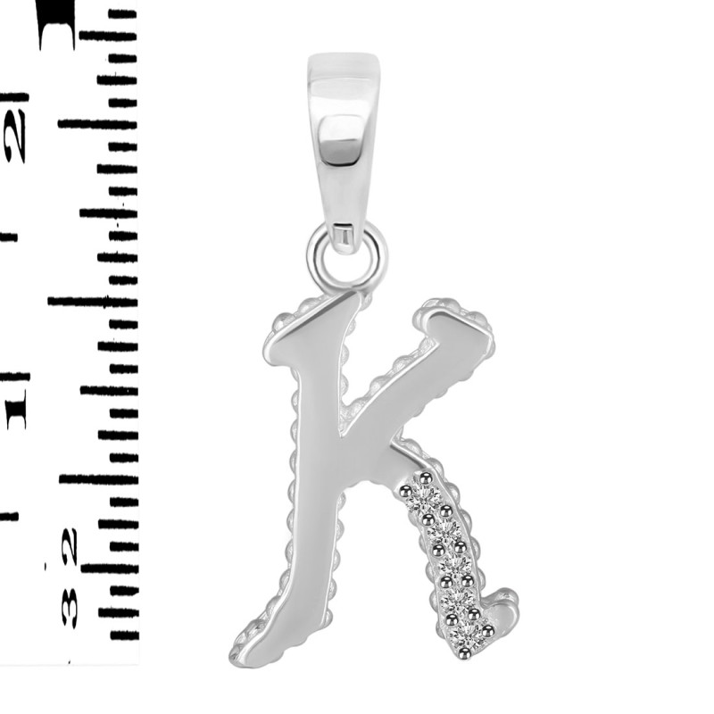 Cubic Zirconia Alphabet K Pendant CUZ-RDA-167.