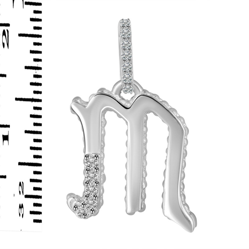 Cubic Zirconia Alphabet M Pendant CUZ-RDA-195.