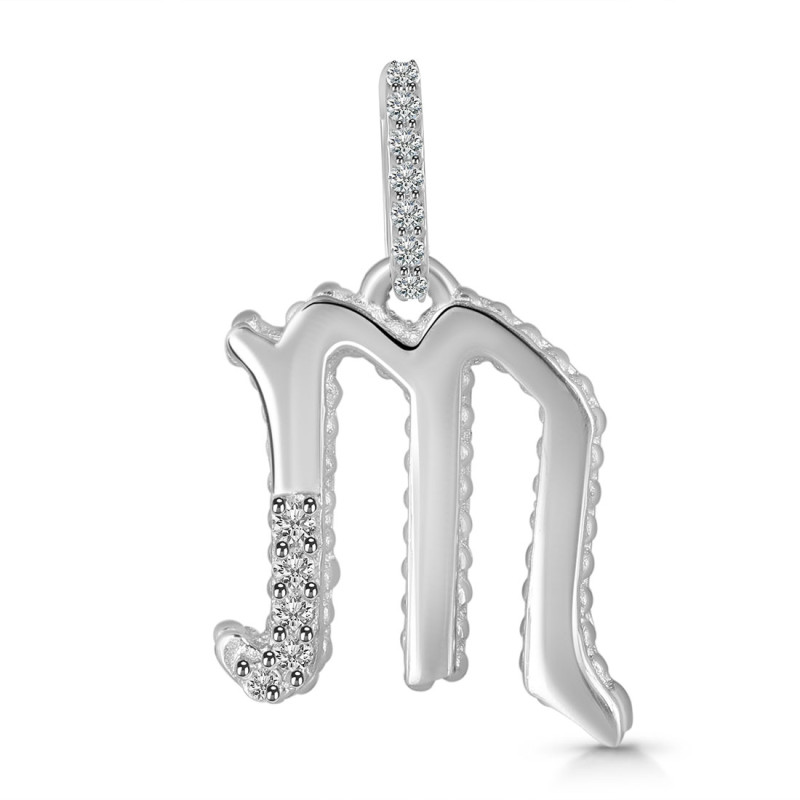 Cubic Zirconia Alphabet M Pendant CUZ-RDA-195.