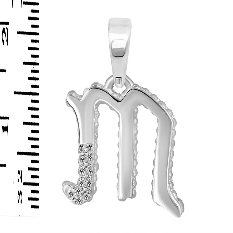 Cubic Zirconia Alphabet M Pendant CUZ-RDA-169.