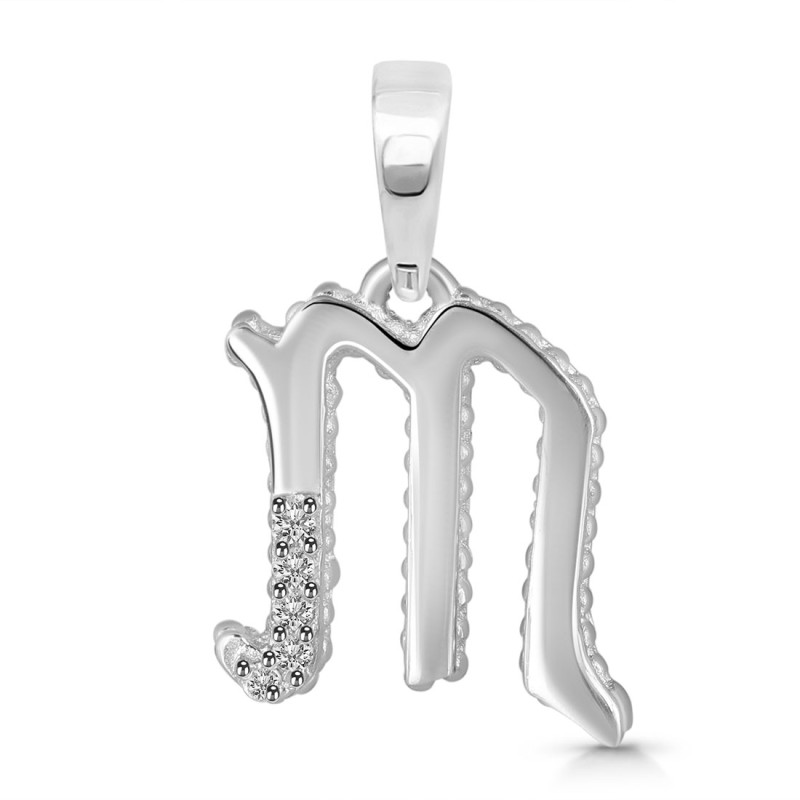 Cubic Zirconia Alphabet M Pendant CUZ-RDA-169.