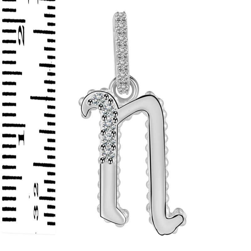 Cubic Zirconia Alphabet N Pendant CUZ-RDA-196.