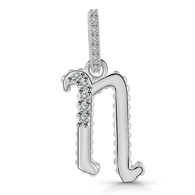 Cubic Zirconia Alphabet N Pendant CUZ-RDA-196.