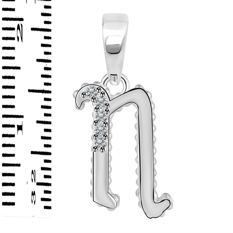 Cubic Zirconia Alphabet N Pendant CUZ-RDA-170.