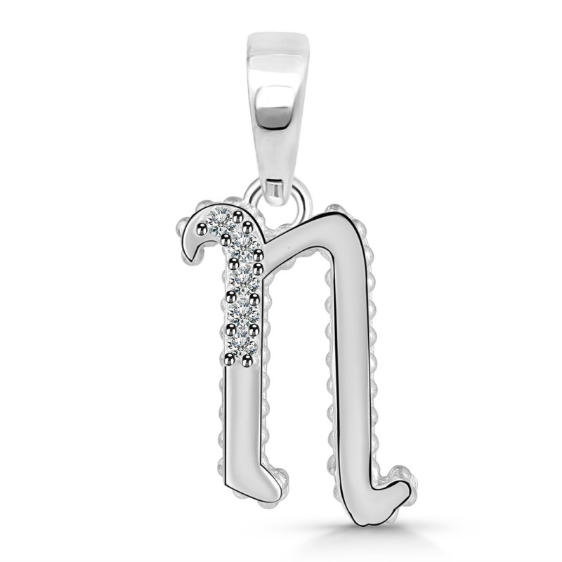 Cubic Zirconia Alphabet N Pendant CUZ-RDA-170.