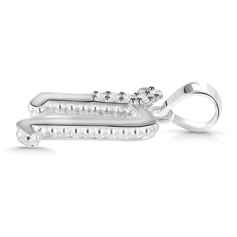 Cubic Zirconia Alphabet N Pendant