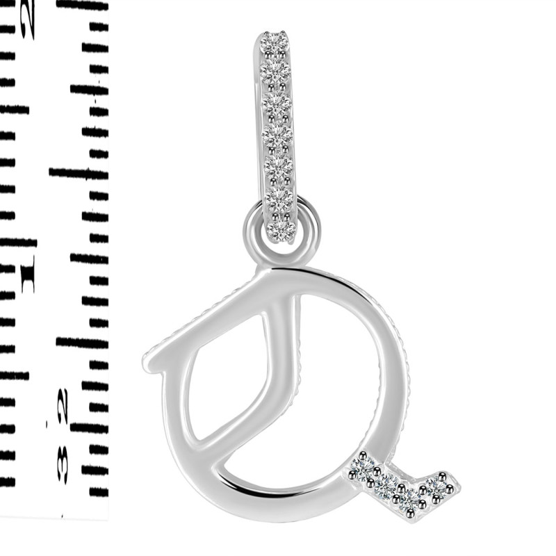 Cubic Zirconia Alphabet Q Pendant CUZ-RDA-199.