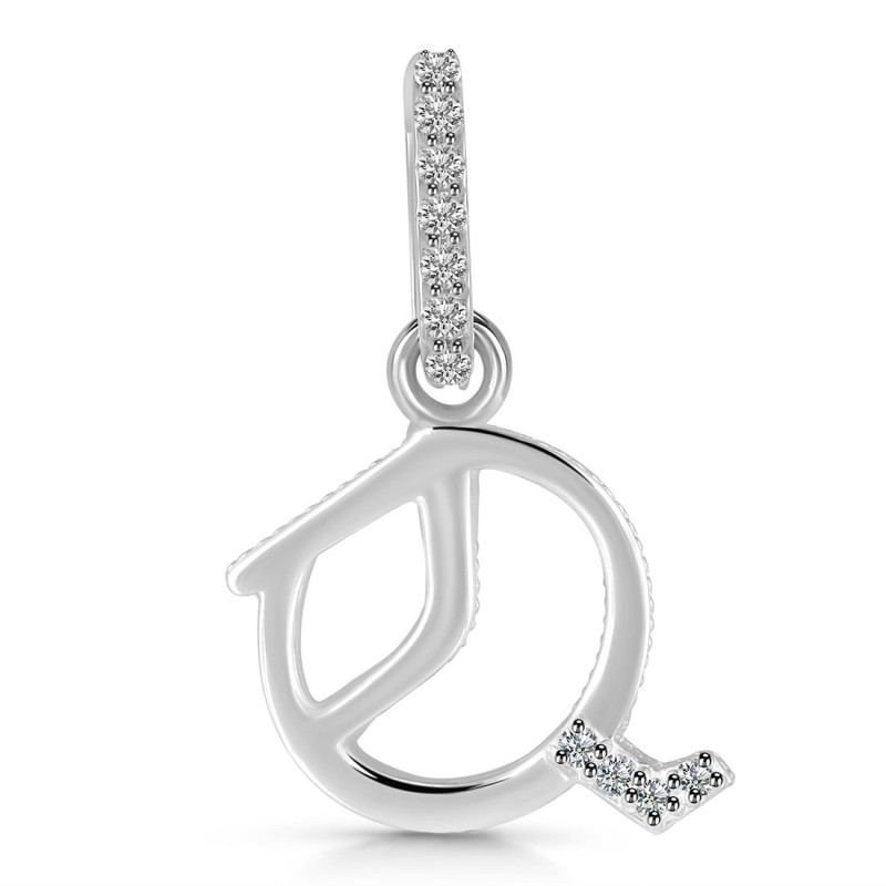 Cubic Zirconia Alphabet Q Pendant CUZ-RDA-199.