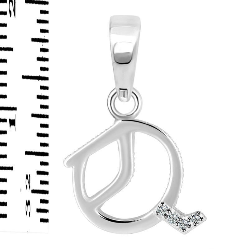 Cubic Zirconia Alphabet Q Pendant CUZ-RDA-173.