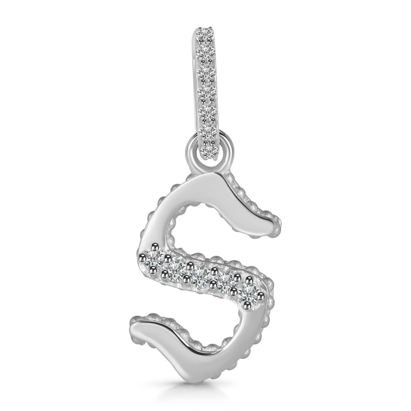 Cubic Zirconia Alphabet S Pendant CUZ-RDA-201.